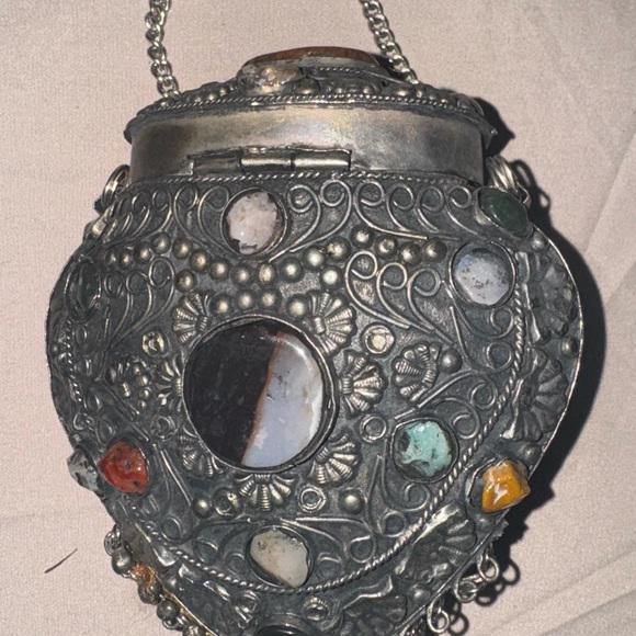 Artisan Silver and Stone Embellished Clutch - Picture 2 of 3